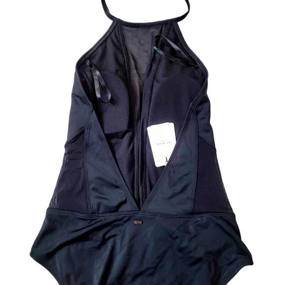 NWT Ted Baker Mesh Panel One Piece Halter Swimsuit in Black 6 - Picture 6 of 11